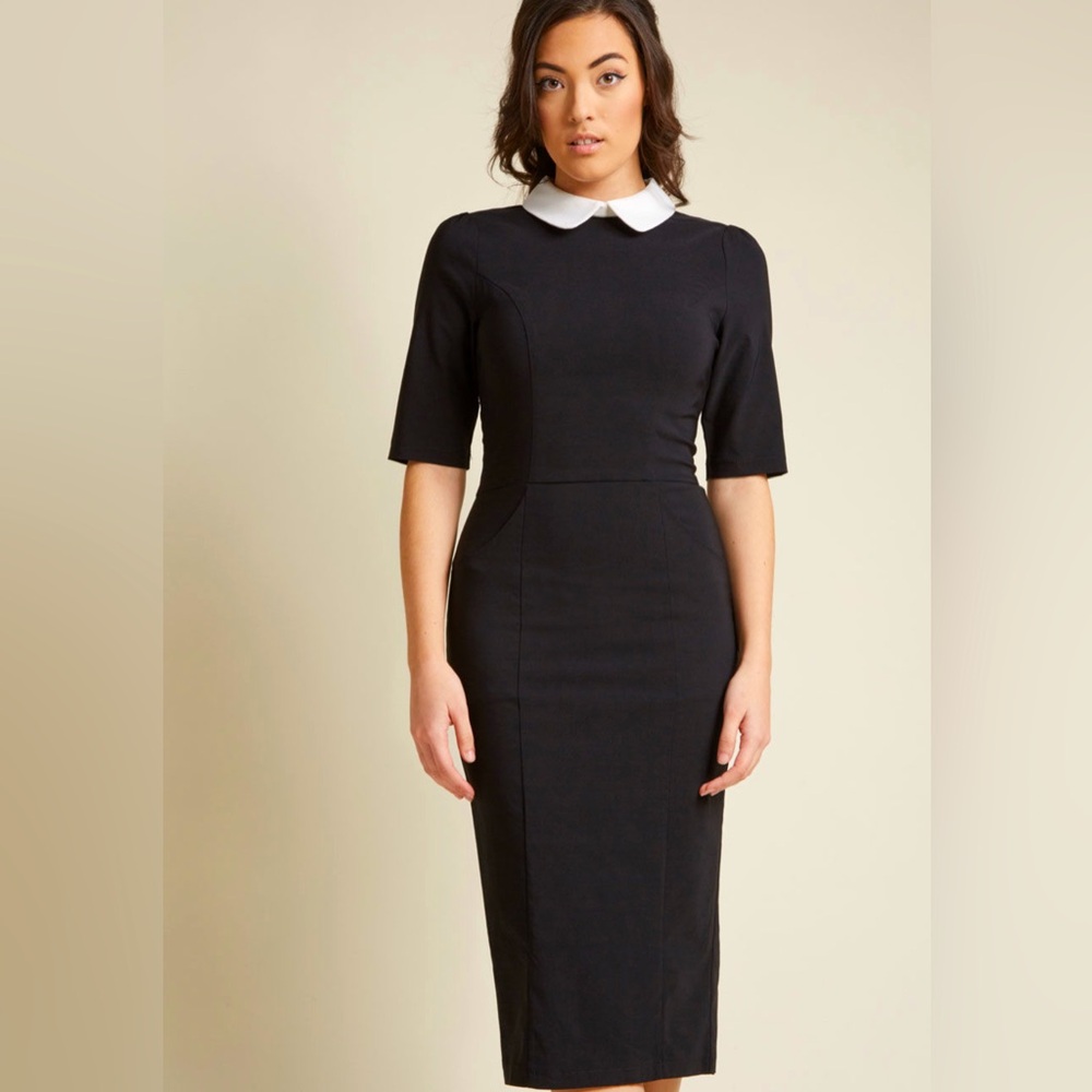 Collectif Vintage Black Collared Shirt Dress US14/UK18